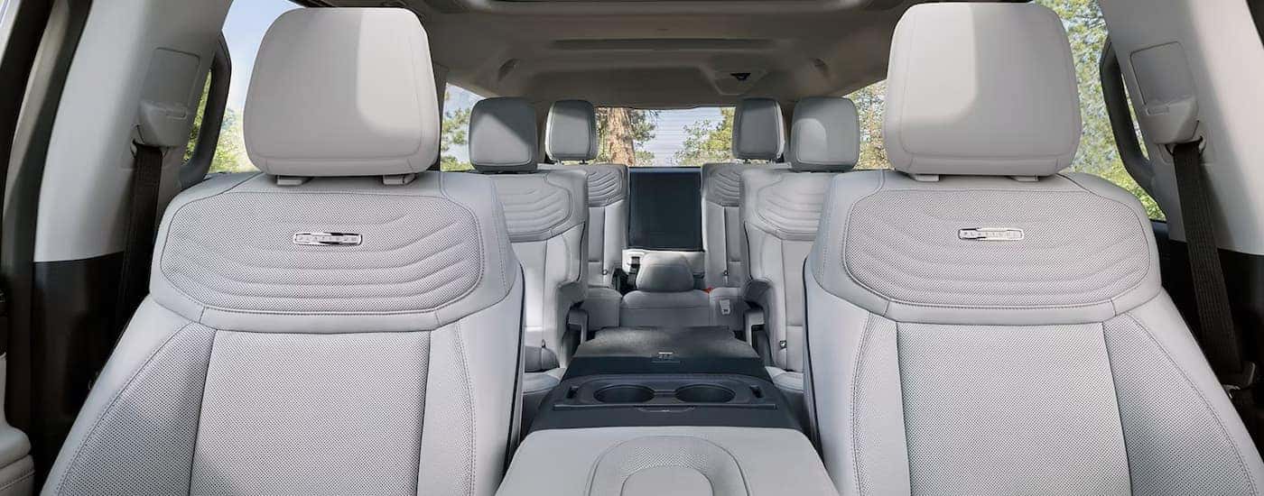 Gray leather interior of a 2026 Ford Expedition