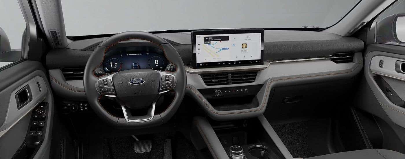 2026 Ford Explorer Active front interior with 13.2 inch center display and camera system.