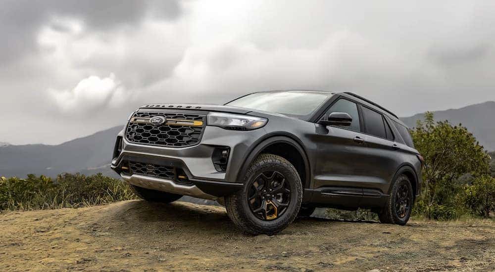 A black 2026 Ford Explorer Tremor parked off-road