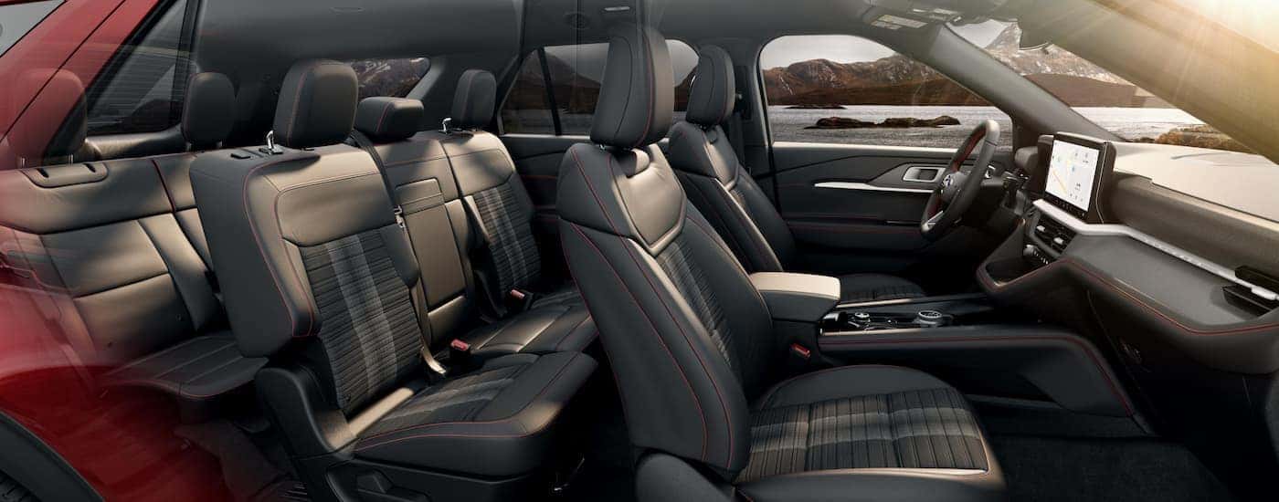 Black interior seating inside a 2026 Ford Explorer