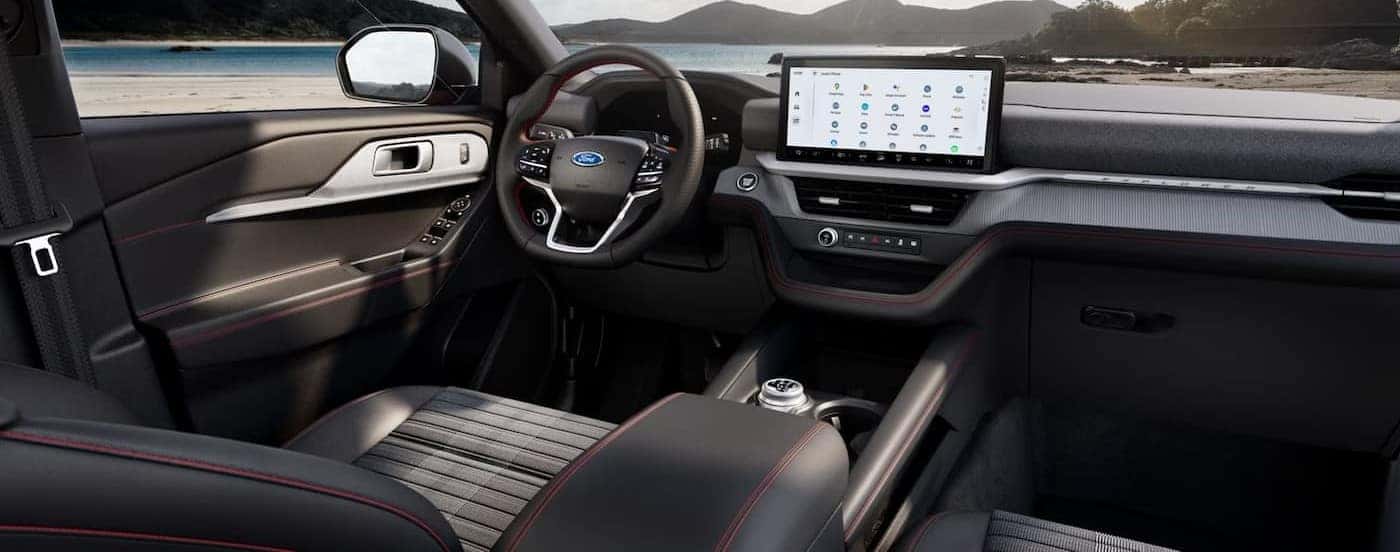 Black and gray dash in a 2026 Ford Explorer.
