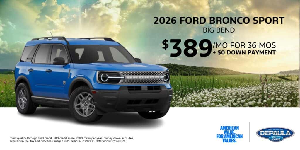 2026.6 (Lease) - 2026 FORD BRONCO SPORT BIG BEND $389/MO FOR 36 MOS + $0 DOWN PAYMENT