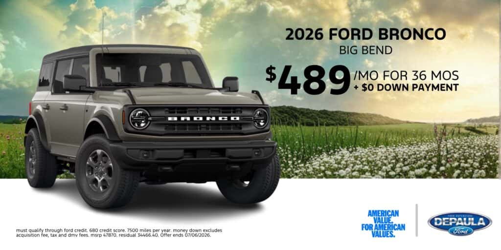 2026 FORD BRONCO BIG BEND $489/MO FOR 36 MOS +$0 DOWN PAYMENT