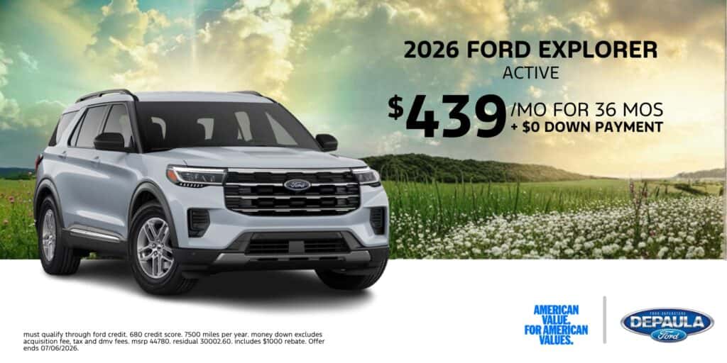 2026 FORD EXPLORER ACTIVE $439/MO FOR 36 MOS + $0 DOWN PAYMENT