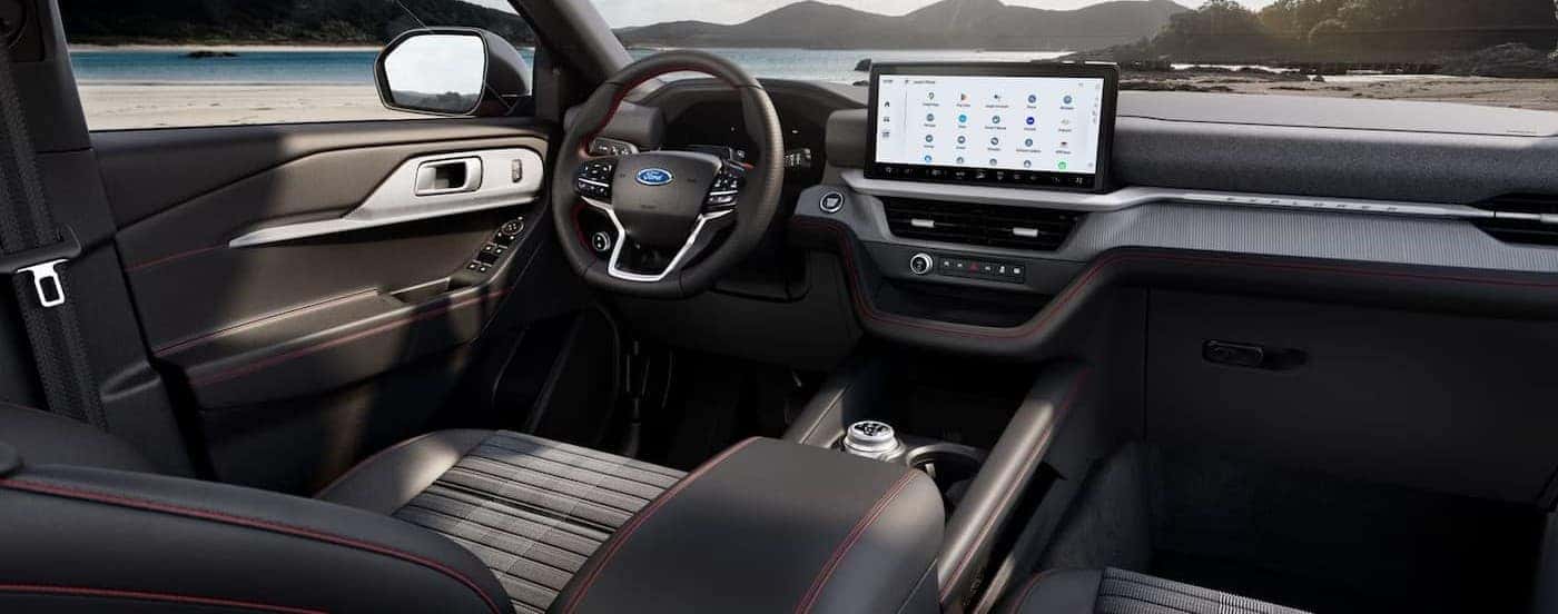 Gray interior and dash in a 2026 Ford Explorer.