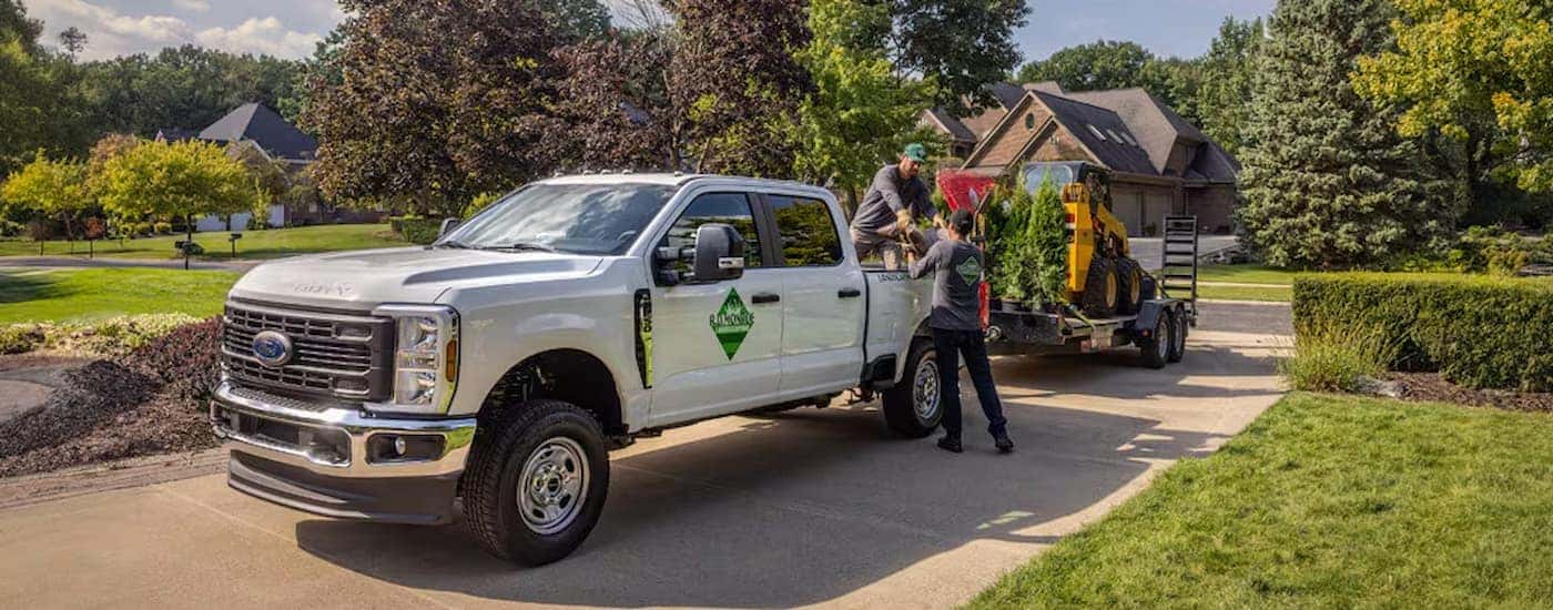 A white 2026 Ford F-350 parked in a driveway