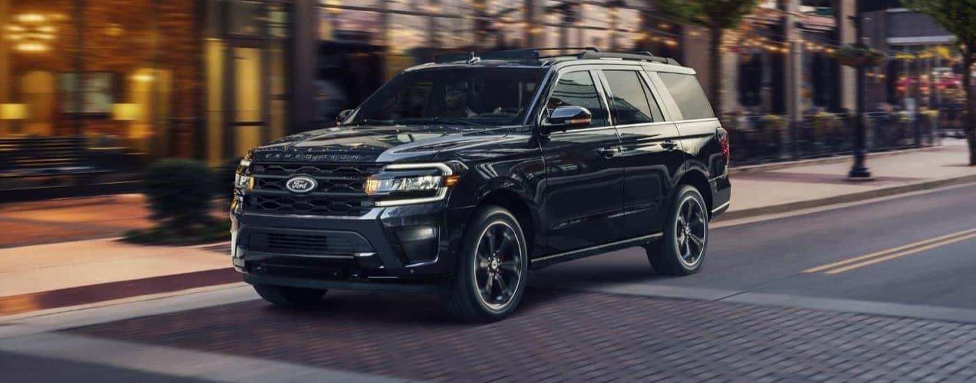Black 2023 Ford Expedition Stealth Edition on a city street