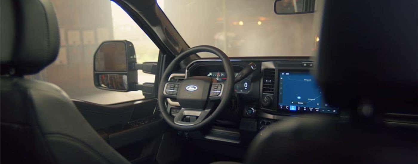 The front seat interior of a 2026 Ford F-250.