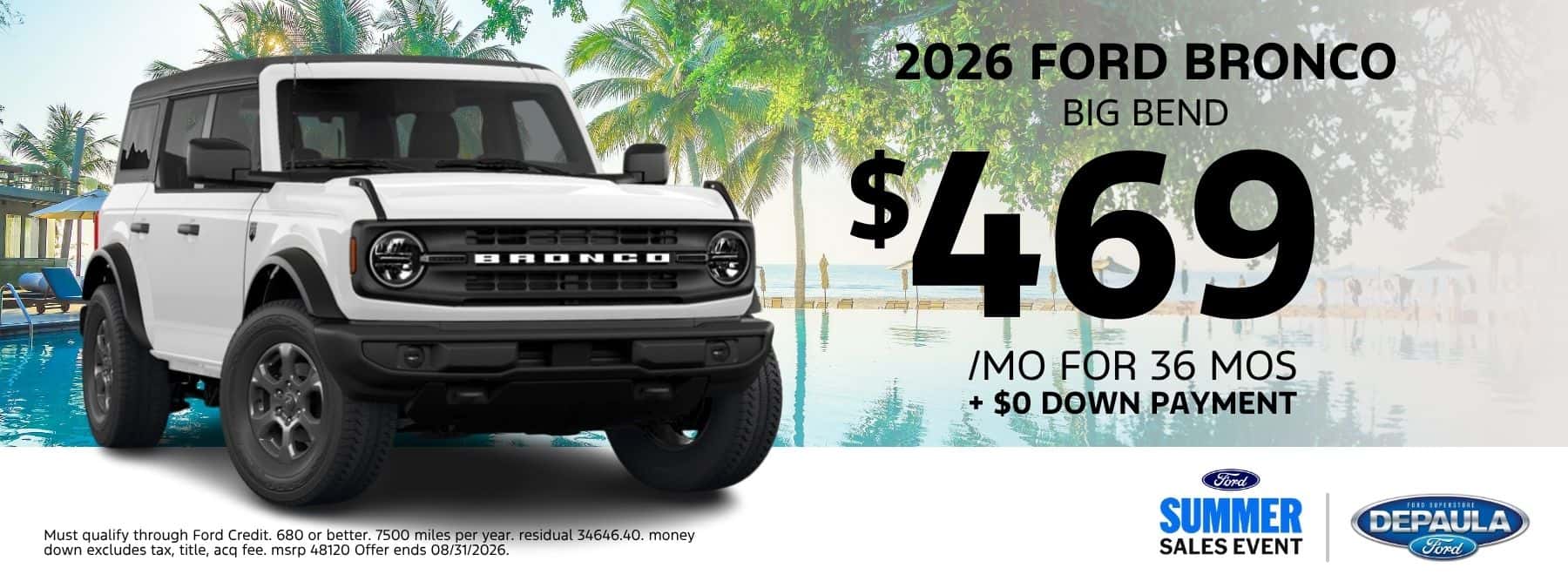 2026 FORD BRONCO BIG BEND $469 /MO FOR 36 MOS + $0 DOWN PAYMENT
