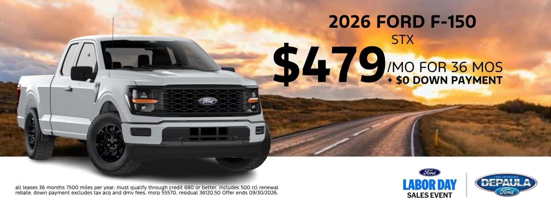 2026 FORD F-150 STX $479 /MO FOR 36 MOS + $0 DOWN PAYMENT