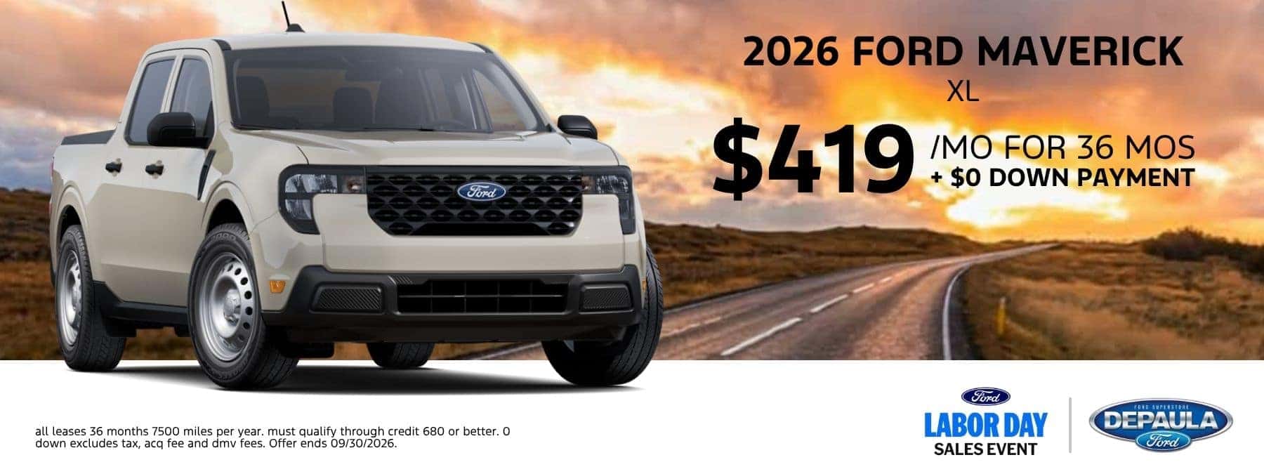 2026 FORD MAVERICK XL $419 /MO FOR 36 MOS + $0 DOWN PAYMENT