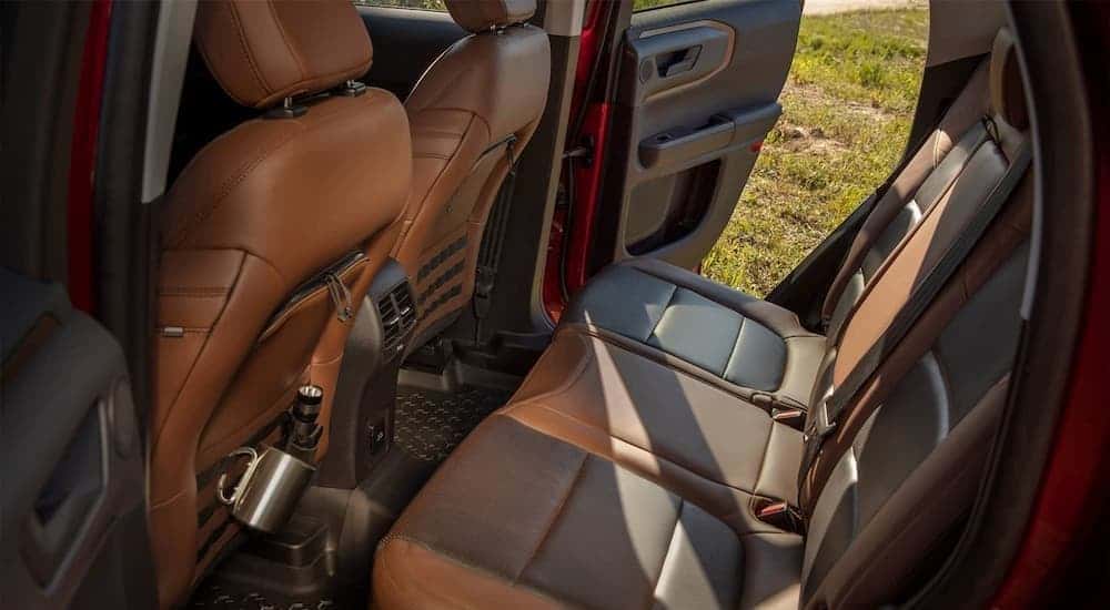 Black and brown interior in a 2023 Ford Bronco Sport.