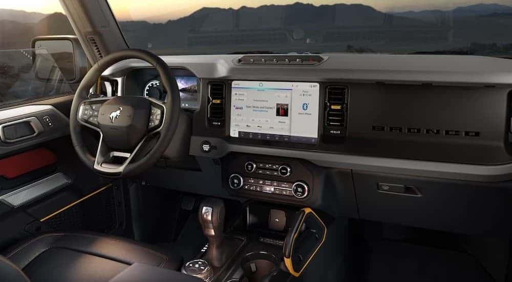 Black dash in a 2023 Ford Bronco Sport.