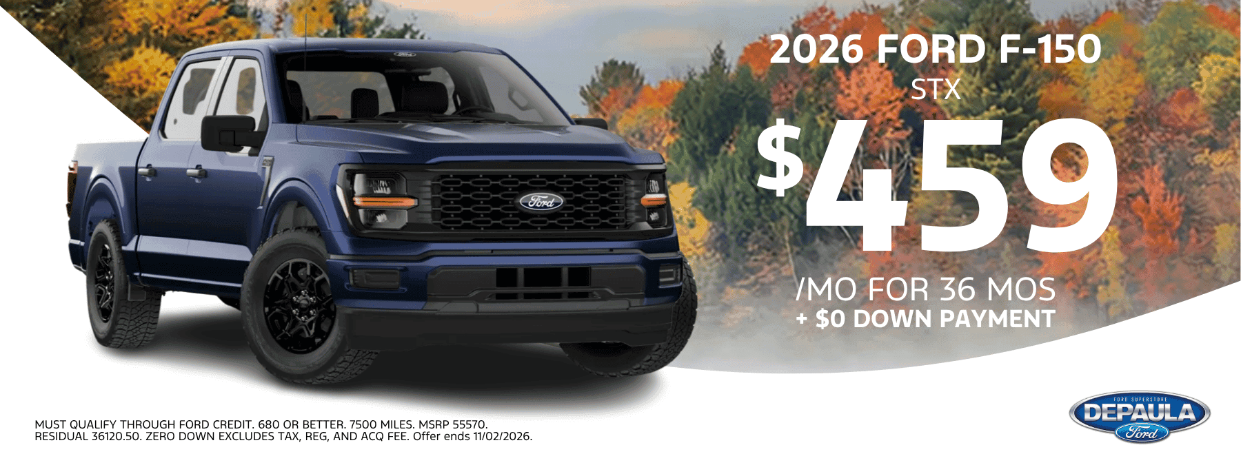 2026 FORD F-150 STX $459 /MO FOR 36 MOS + $0 DOWN PAYMENT