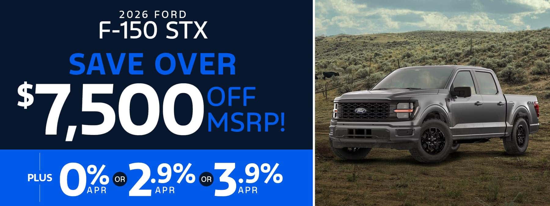 2026 Ford F-150 STX - July Savings & APR Desktop Offer Slide