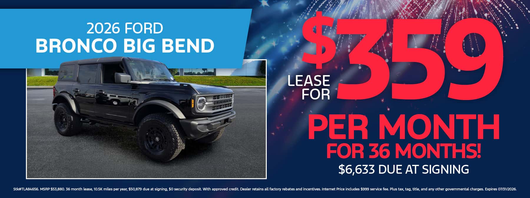 Lease Offer for 2026 Ford Bronco Big Bend