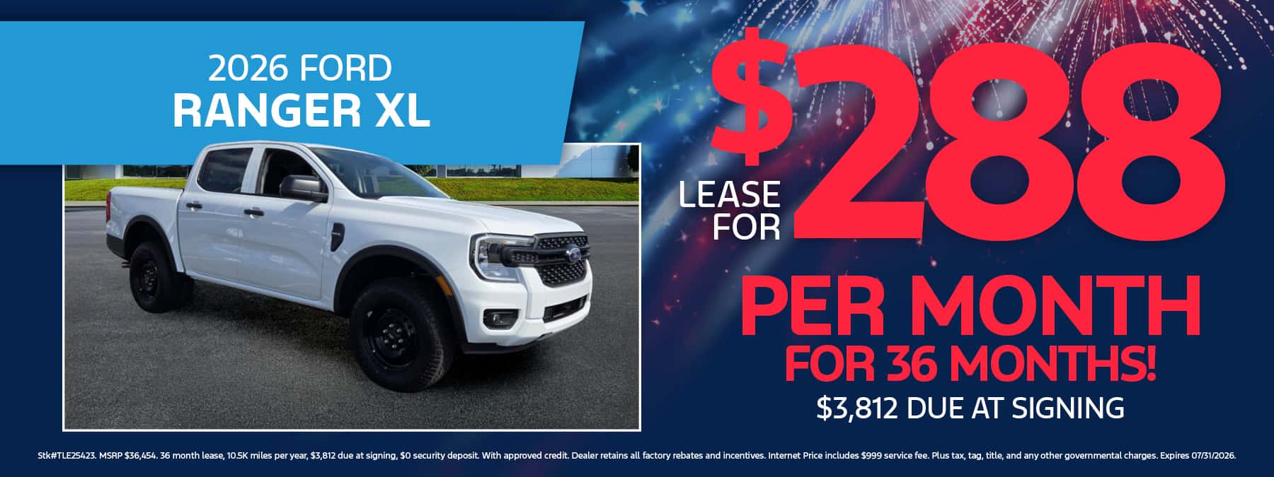 Lease Offer for 2026 Ford Ranger XL