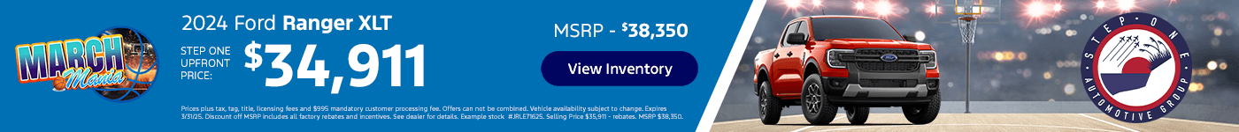 2024 Ford Ranger XLT - Step One Upfront Price - $34,911