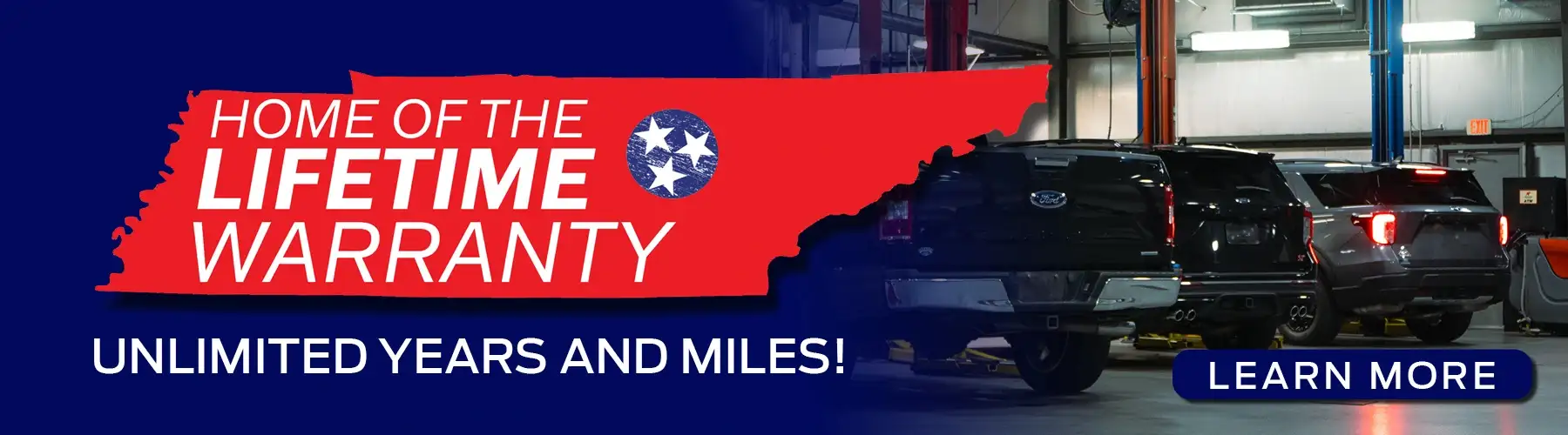Home of the Lifetime Warranty! Unlimited years and miles!