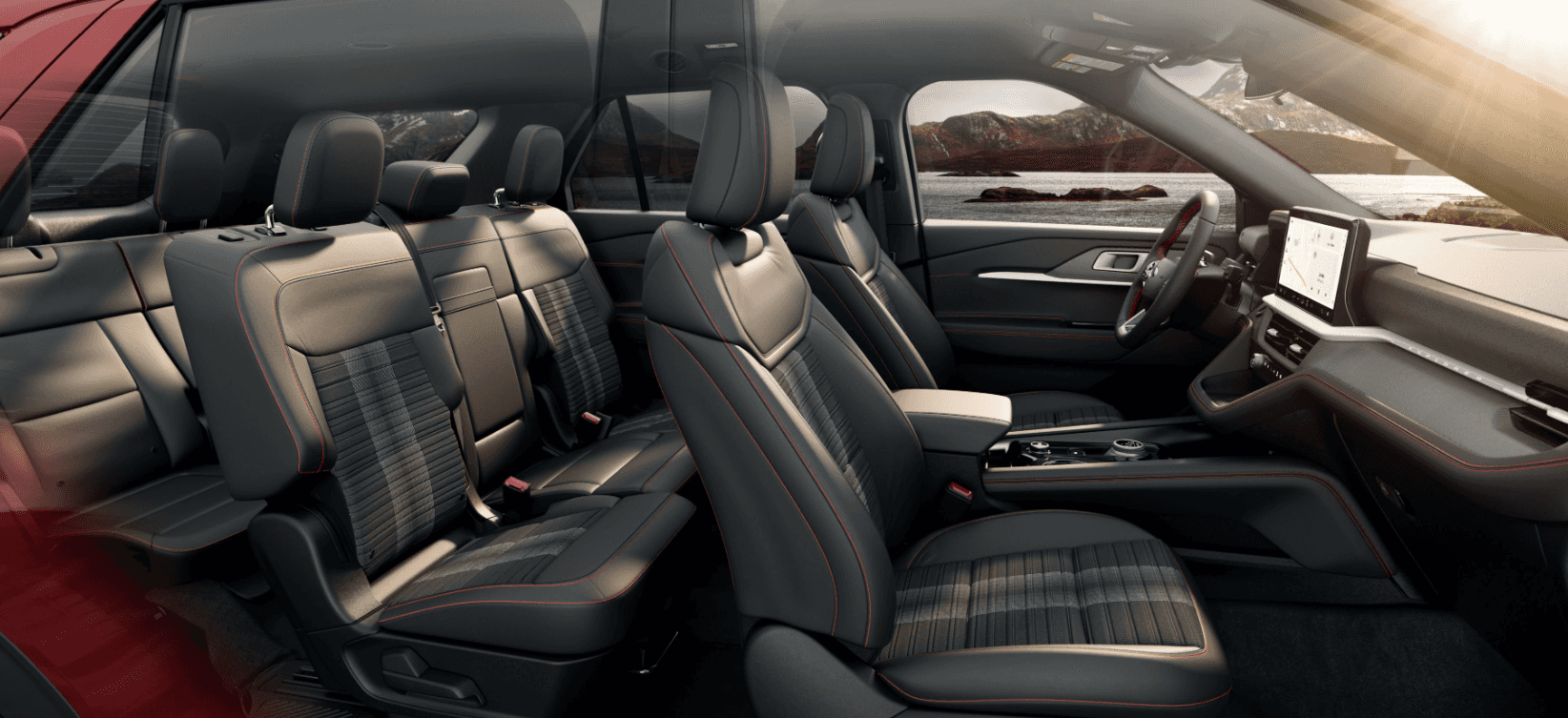2025 Ford Explorer digital dashboard and front seat layout