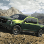 Green 2025 Ford Maverick off-roading