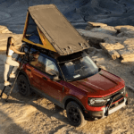 2025 Ford Bronco Sport with woman and rooftop tent