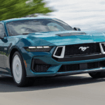Teal Ford Mustang cruising