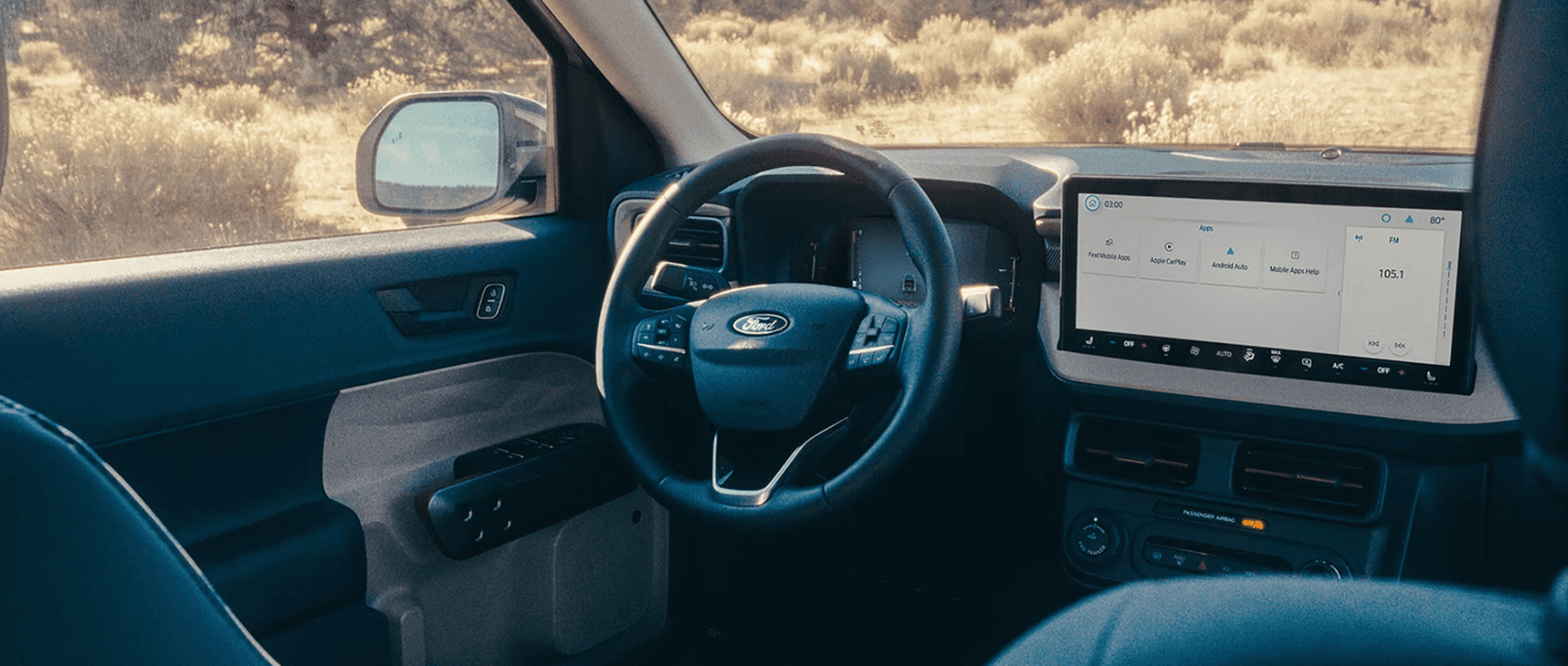 2026 Ford Maverick Hybrid interior dashboard with large touchscreen at Ford of Cookeville TN