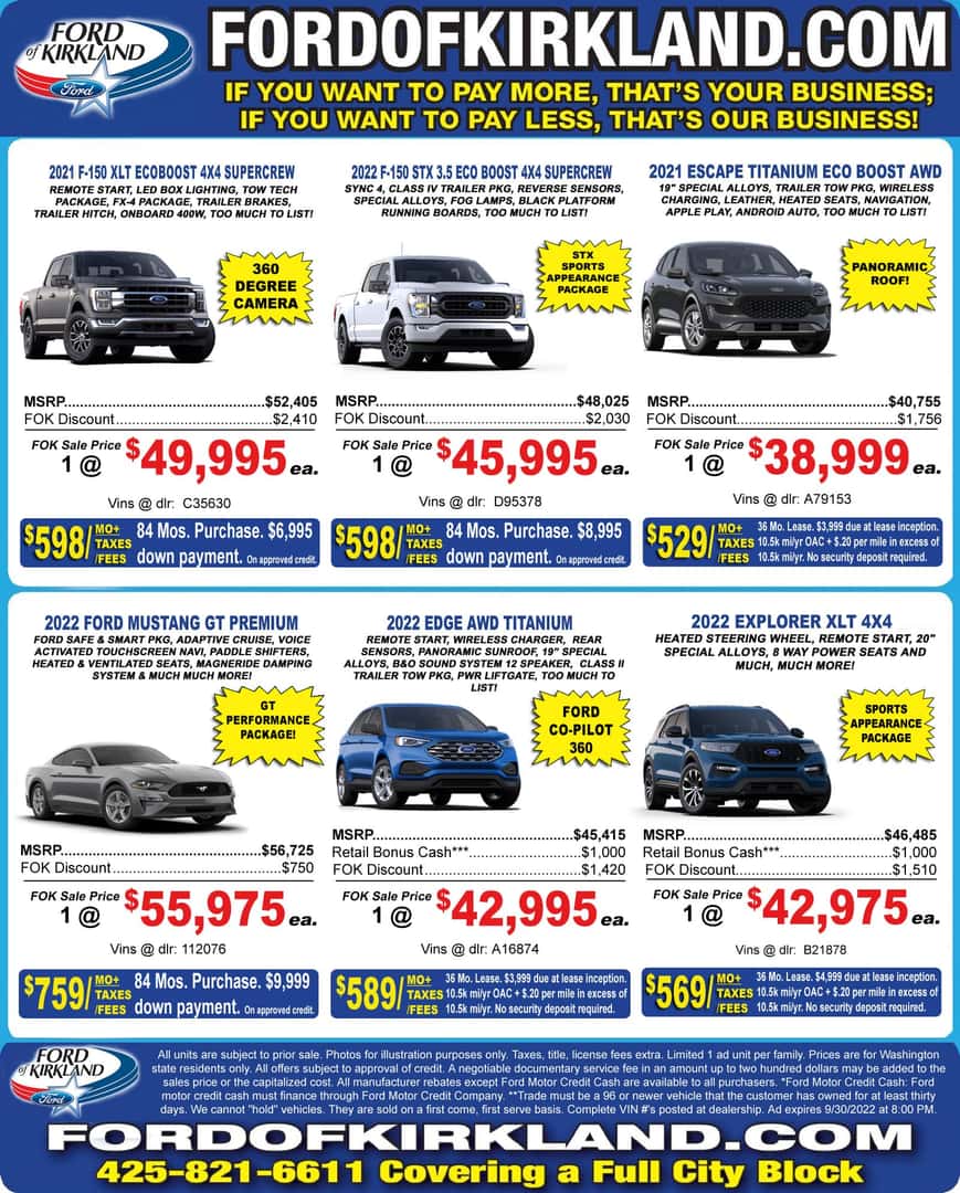 Ford of Kirkland Homepage Ad