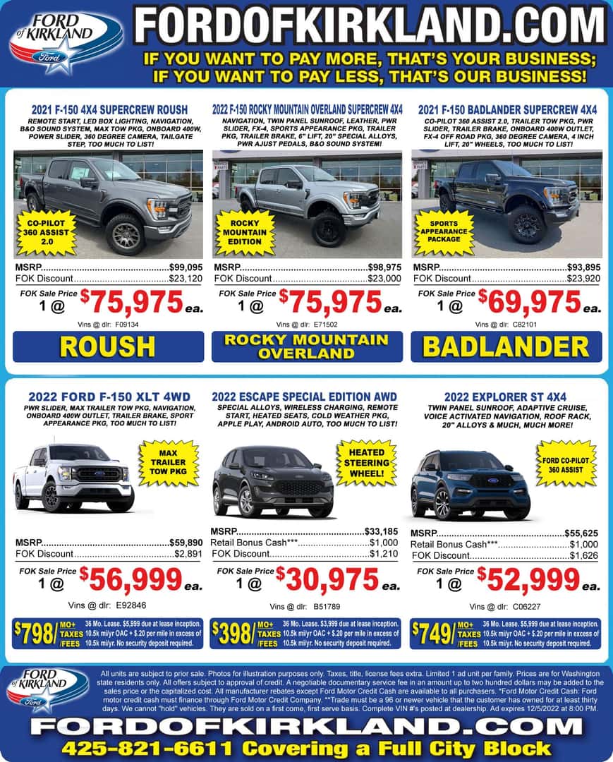 Ford of Kirkland Homepage Ad