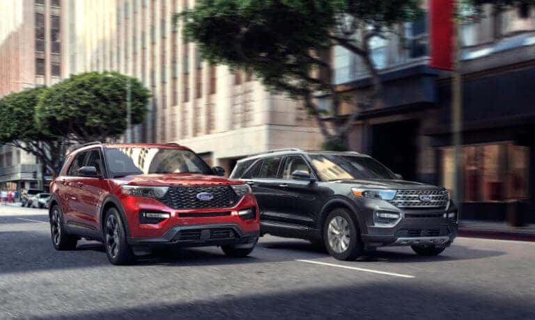 2024 Ford Explorer exterior side by site on city street