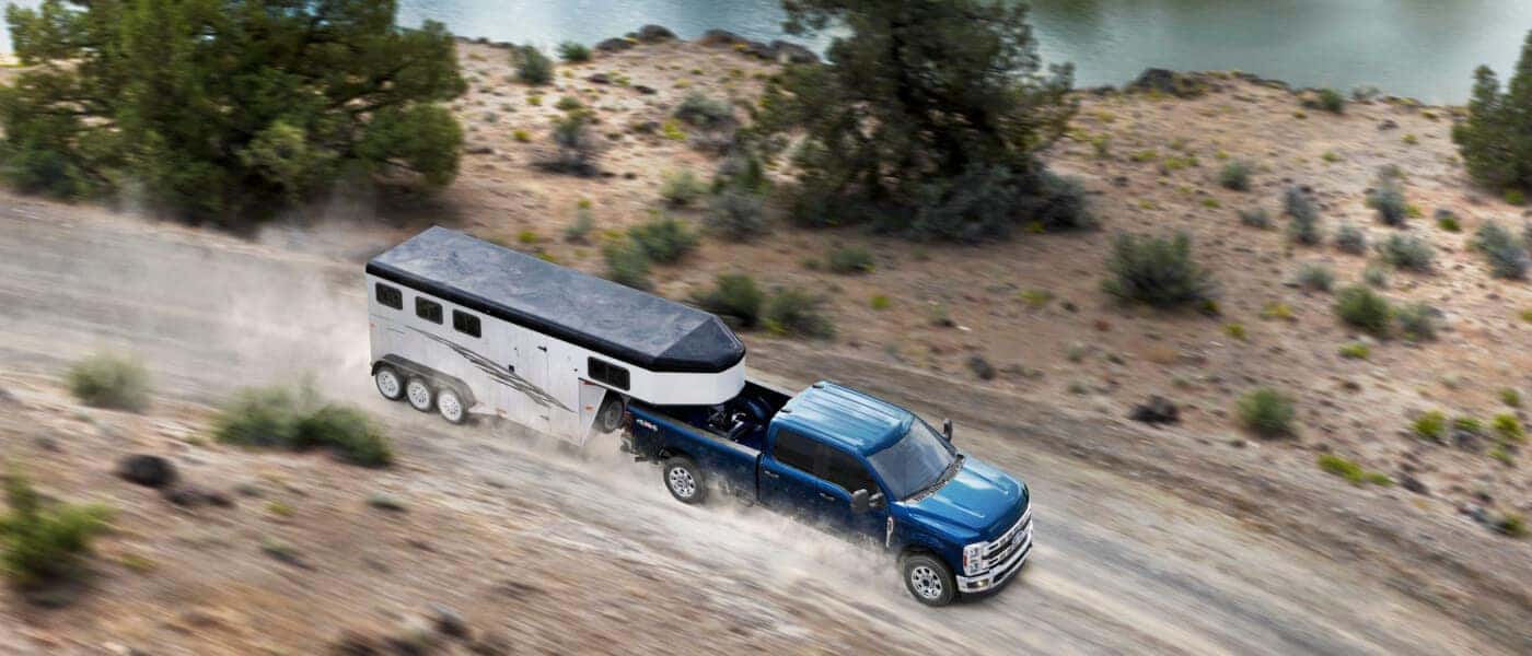 2023 Ford F-250 exterior towing trailer in desert