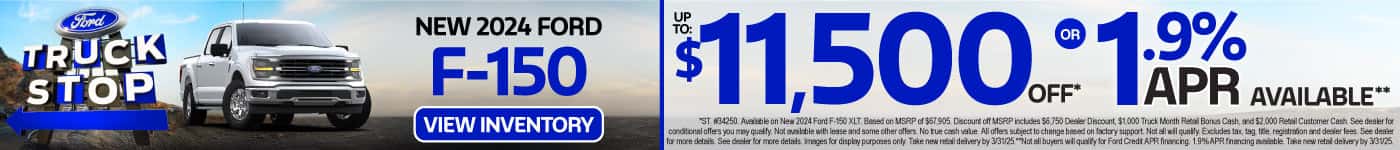 New 2024 Ford F-150 UP TO $11,500 OFF* OR 1.9% AVAILABLE**