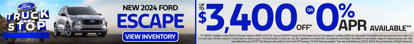 New 2024 Ford Escape UP TO $3,400 OFF* OR 0% AVAILABLE**