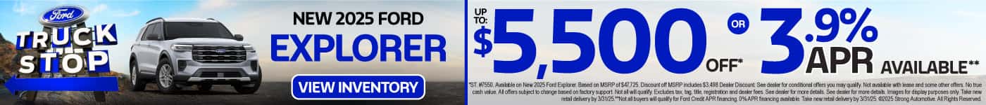 New 2025 Ford Explorer UP TO $5,500 OFF* or 3.9% AVAILABLE**