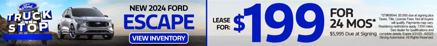 New 2024 Ford Escape UP TO $3,400 OFF* OR 0% AVAILABLE**