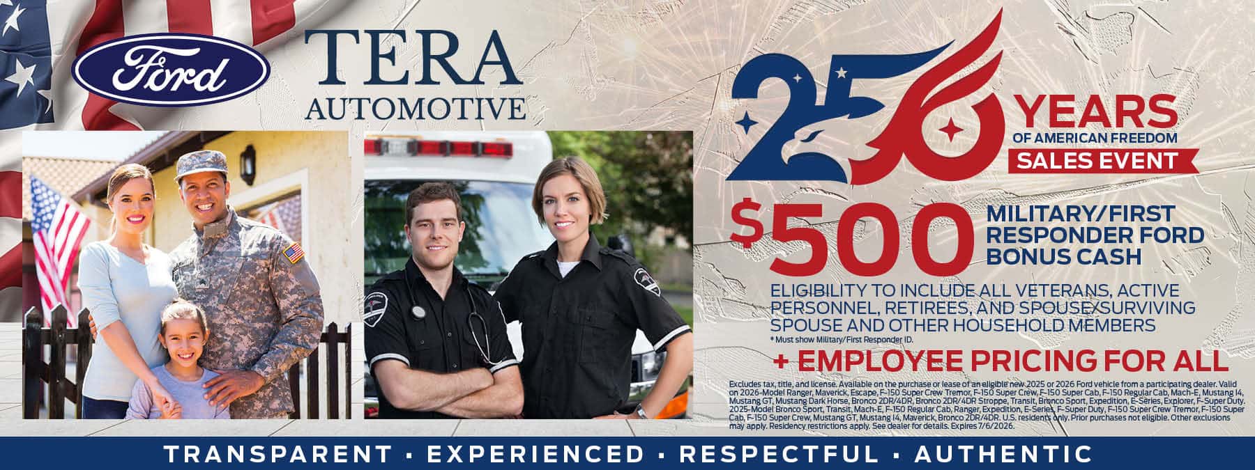 Military & First Responder Ford Bonus Cash Offer | TERA Ford