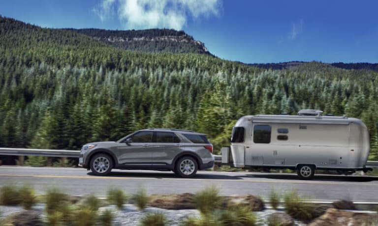 2026 Ford Explorer towing a camper