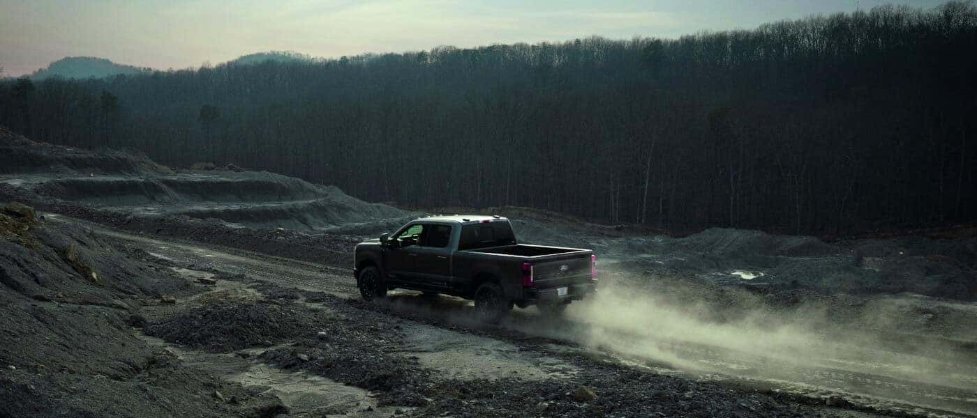 2027 Ford Super Duty driving in construction zone