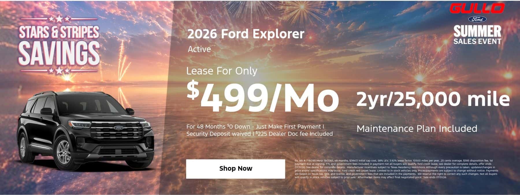 July Explorer Lease Offer