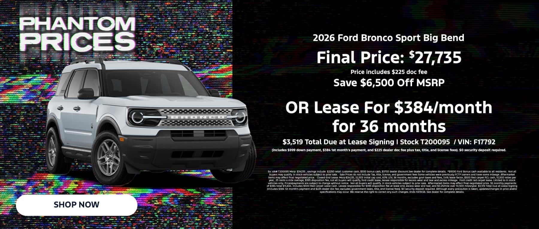 October Bronco Sport Offer