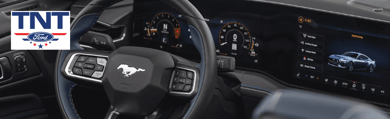 Interior dashboard view of a Ford Blue Advantage™ Certified Mustang model