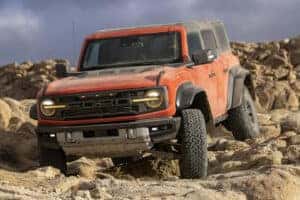 orange bronco offroading