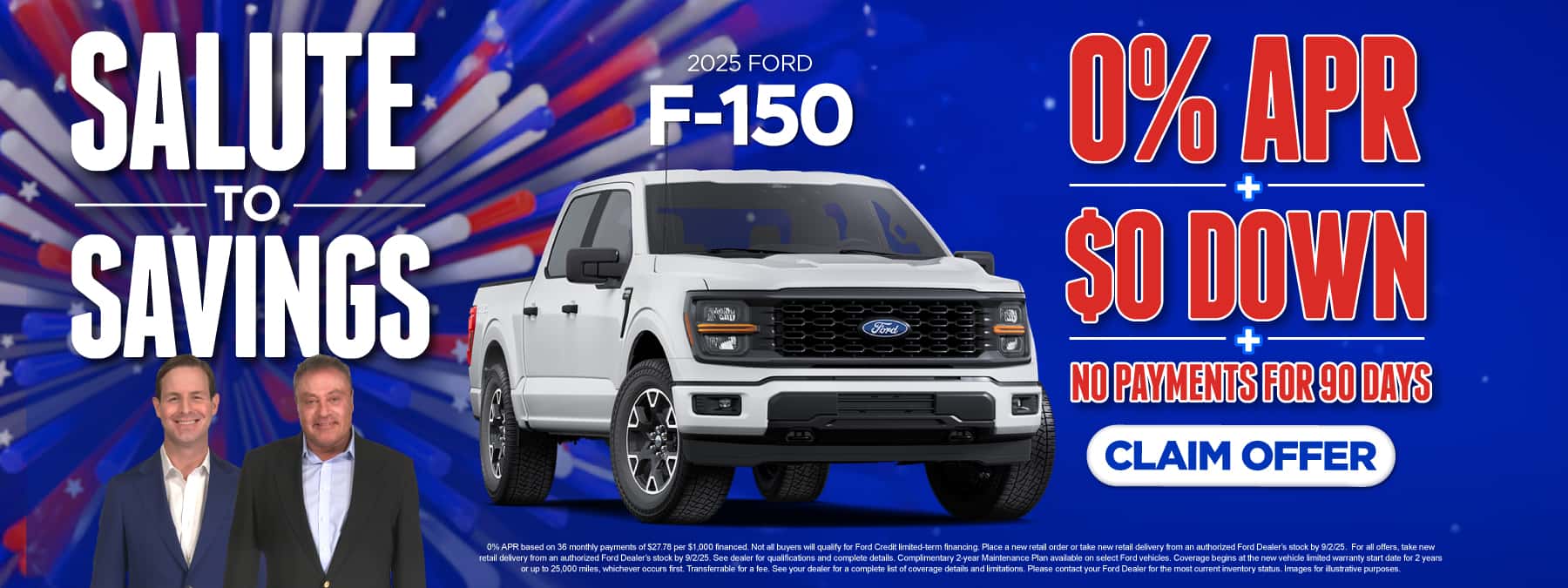 2025 Ford F-150 0% APR / $0 Down / No Payments for 90 Days