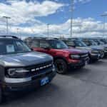 Lineup of 2025 Ford Bronco Sports at Kalispell Ford