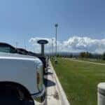 Kalispell Ford Store Sign with a row of F-350s
