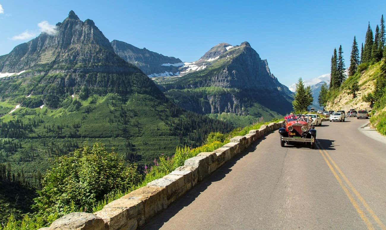 Scenic shot of the Going to the Sun Road in Glacier National Park