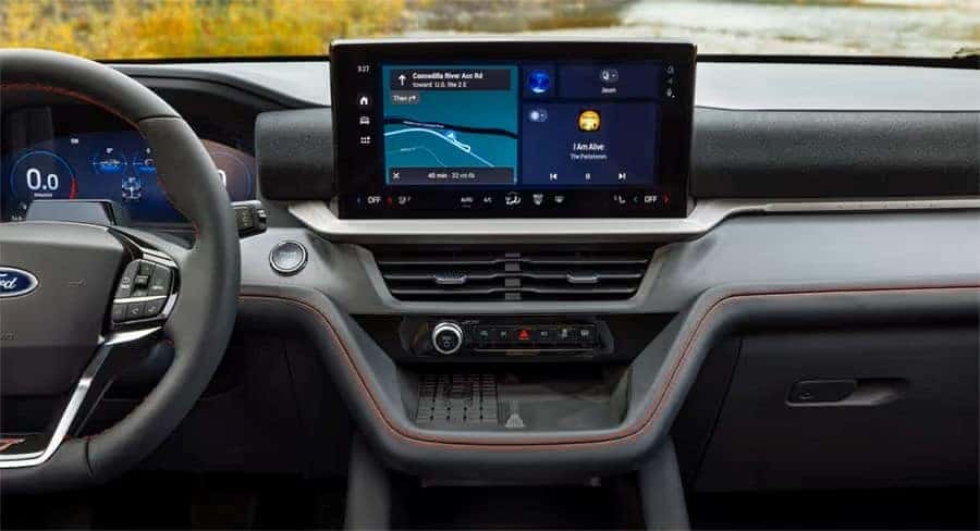 Interior image of a 2025 Ford Explorer dash and AC vents