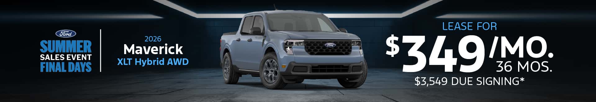2026 Ford Maverick XLT Hybrid AWD: Lease for $349/month for 36 months*
