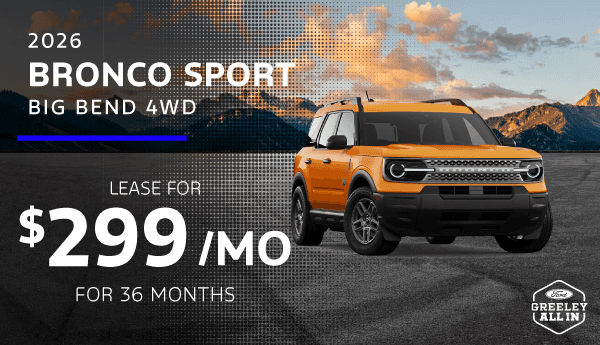 Lease a new 2026 Ford Bronco Sport for $299/mo for 36 Months